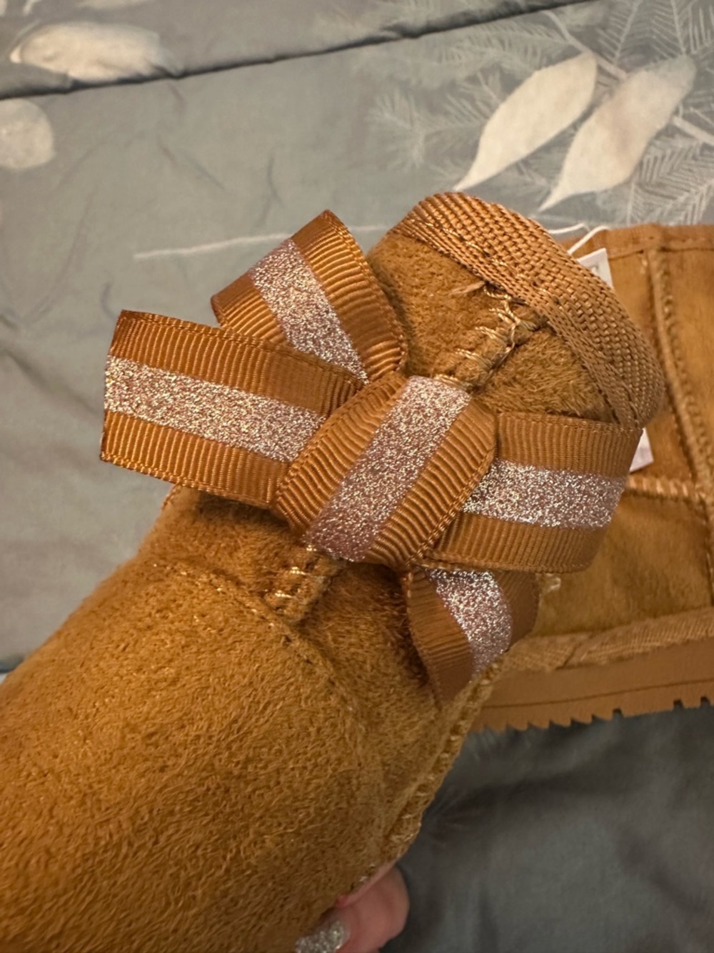 NWTS Capelli New York Cozy Booties in Chestnut Sz 5 Faux Suede Faux Fur - Picture 9 of 9